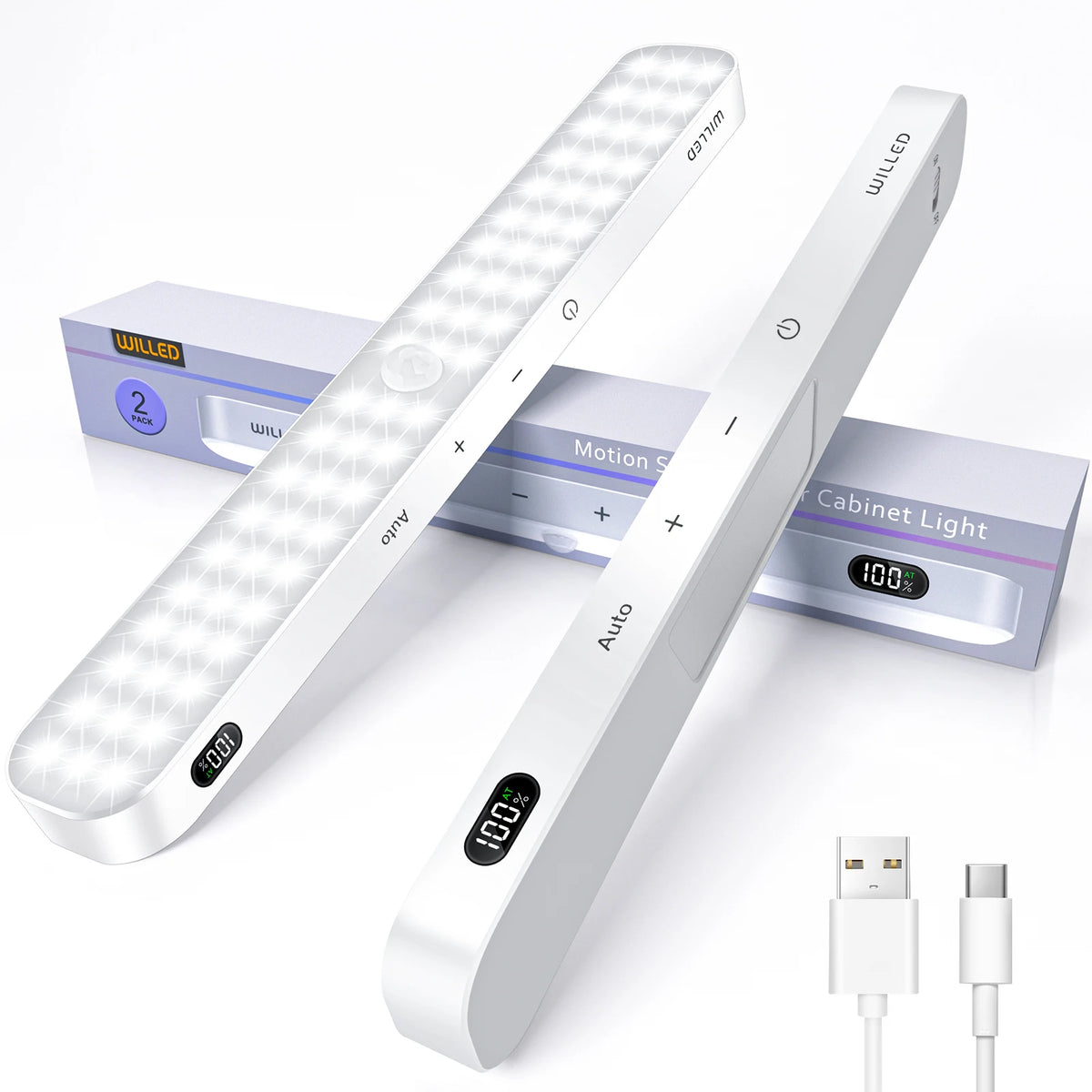 GlowSense™ – WILLED Motion Sensor Cabinet Light Battery Display 60 LED Touch Light Bar