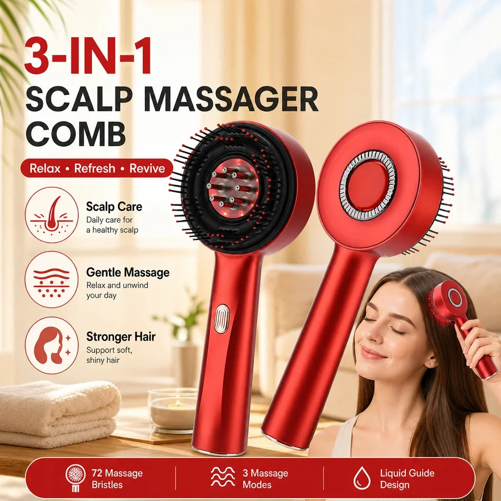 ScalpSpa™ – Modes Electric Massage Comb Portable Red Light Kneading Massage Hair Brush