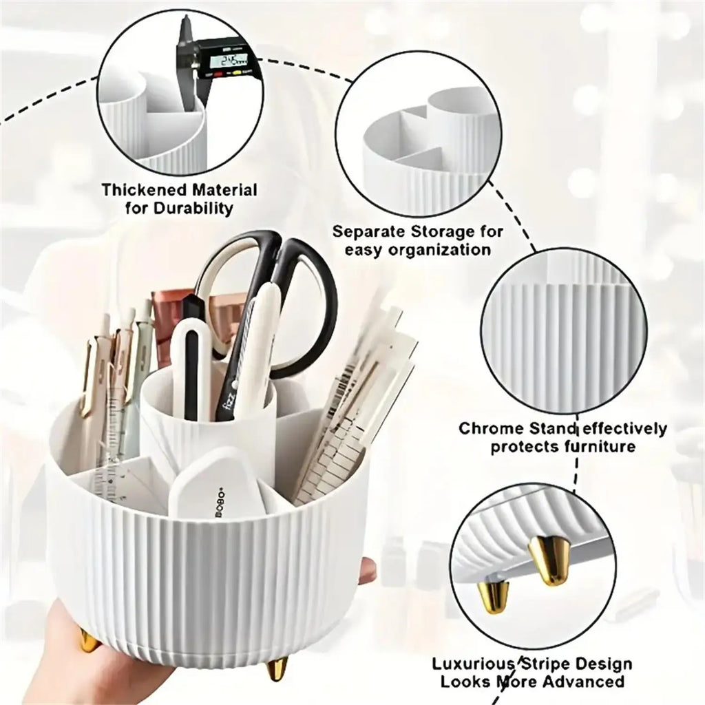 SpinVanity™ – 360° Rotating Makeup Organizer - Plastic Cosmetic Storage with 5 5