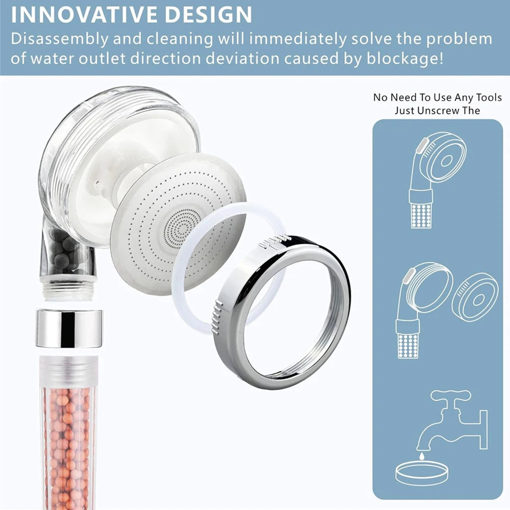 RainBoost™ – Filtered Shower Head ABS High Pressure Water Saving Spray Handheld Clear 5