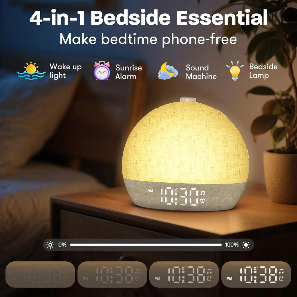 SunRise™ – Wake Up Light Sunrise Alarm Clock Timer 30 White Noise Sound Machine 3