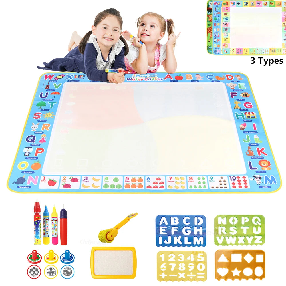 AquaDoodle™ – 100x80CM Magic Water Drawing Mat with Reusable Magic Pens Doodle Montessori