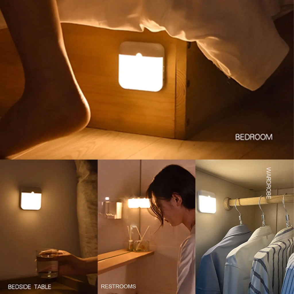 GlowSense™ – Motion Sensor Led Night Light Usb Charging Square Lamp for Bedroom Kitchen 4