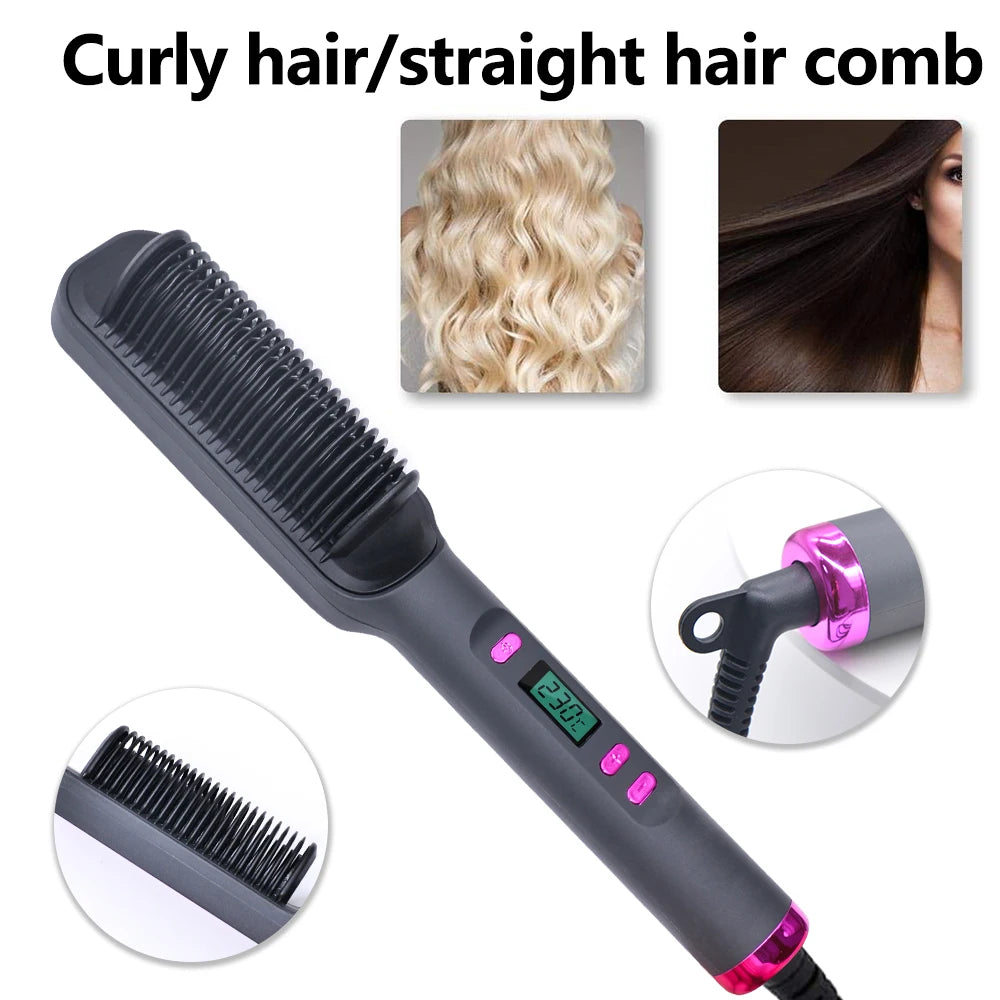 SleekBrush™ – Electric Hot Comb Multifunctional Straight Hair Straightener Comb Negative 6