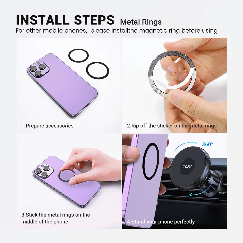MagMount™ – TOPK Magnetic Car Phone Holder Air Vent Car Phone Stand For Magsafe iPhone 6