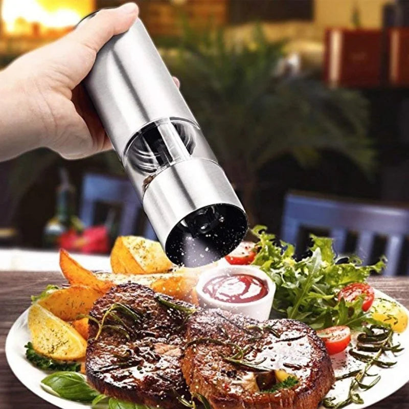 GrindEase™ – Automatic Stainless Steel Salt & Pepper Mill Set