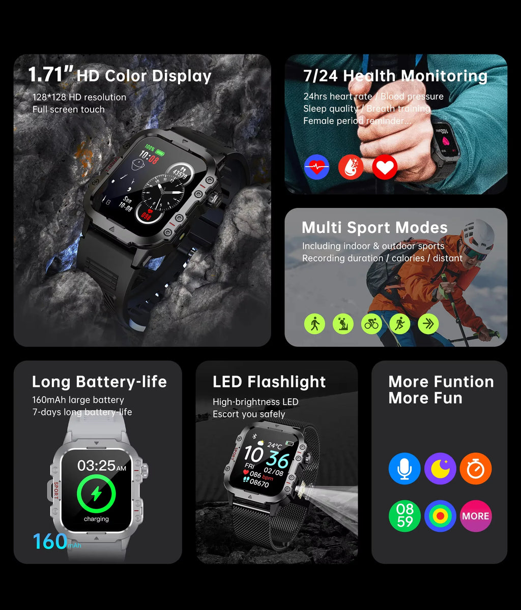 FitWatch™ – G.L Wear 2026 Smartwatch Outdoor Sport Fitness HR SpO2 Sleep Monitor LED 2