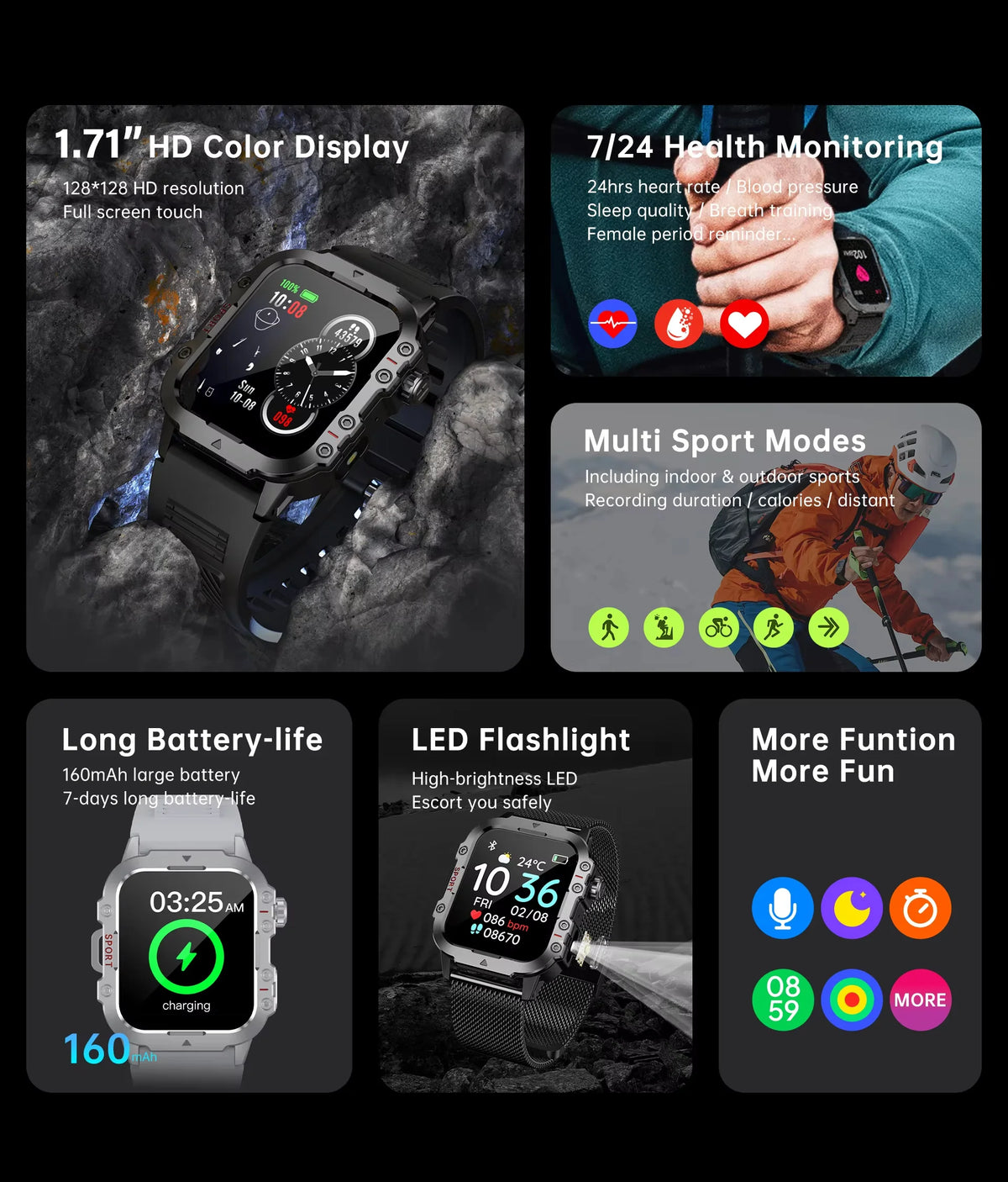 FitWatch™ – G.L Wear 2026 Smartwatch Outdoor Sport Fitness HR SpO2 Sleep Monitor LED 2