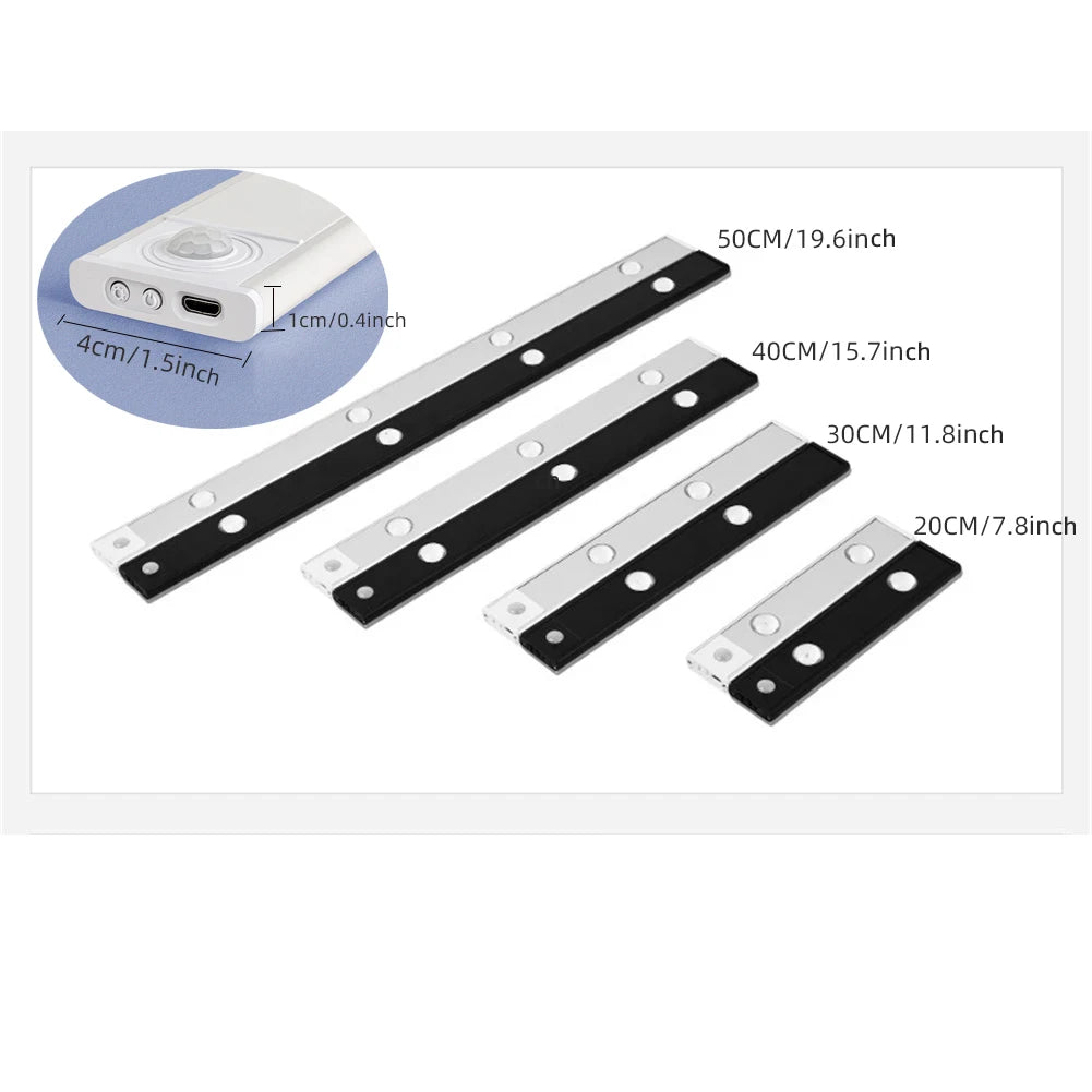 LumiBar™ – White/Black LED Cabinet Light USB Rechargeable Motion Sensor LED Light for 6