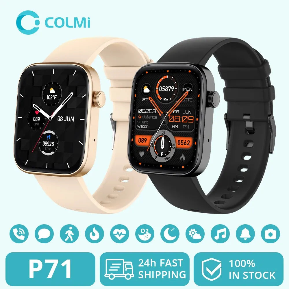 FitWatch™ – COLMI P71 Voice Calling Smartwatch Men Health Monitoring IP68 Waterproof