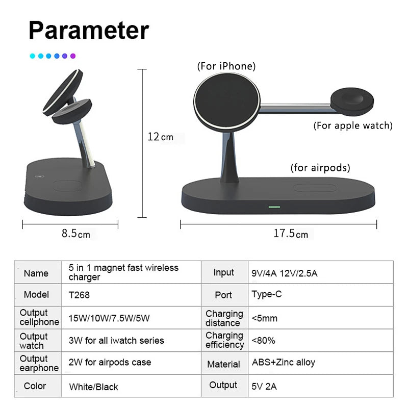 ChargeHub™ – 3 in 1 Wireless Charger Stand For iPhone 12/13/14/15/16/17 Fast Charging 5