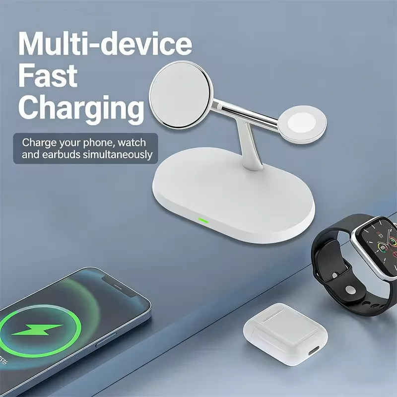 ChargeHub™ – 3 in 1 Magnetic Wireless Charger Stand for Magsafe iPhone 16/15/14/13/12 2