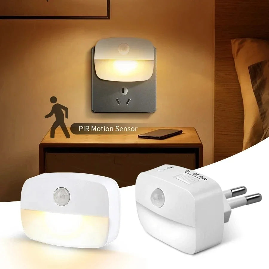 GlowSense™ – Led Night Light With Motion Sensor EU US Socket AC 85-265V Pir Human