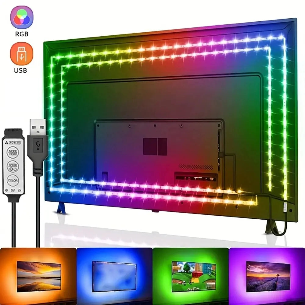 GlowStrip™ – Led Lights for TV 3 Key Control Led Strip USB 5V Tape Lights for TV