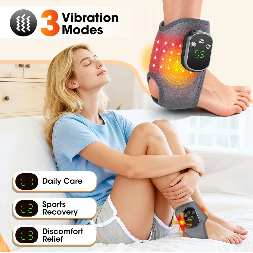 FootEase™ – Red Light Ankle Brace 5 Heat Levels 3 Vibration Modes 40 LEDs Infrared 4