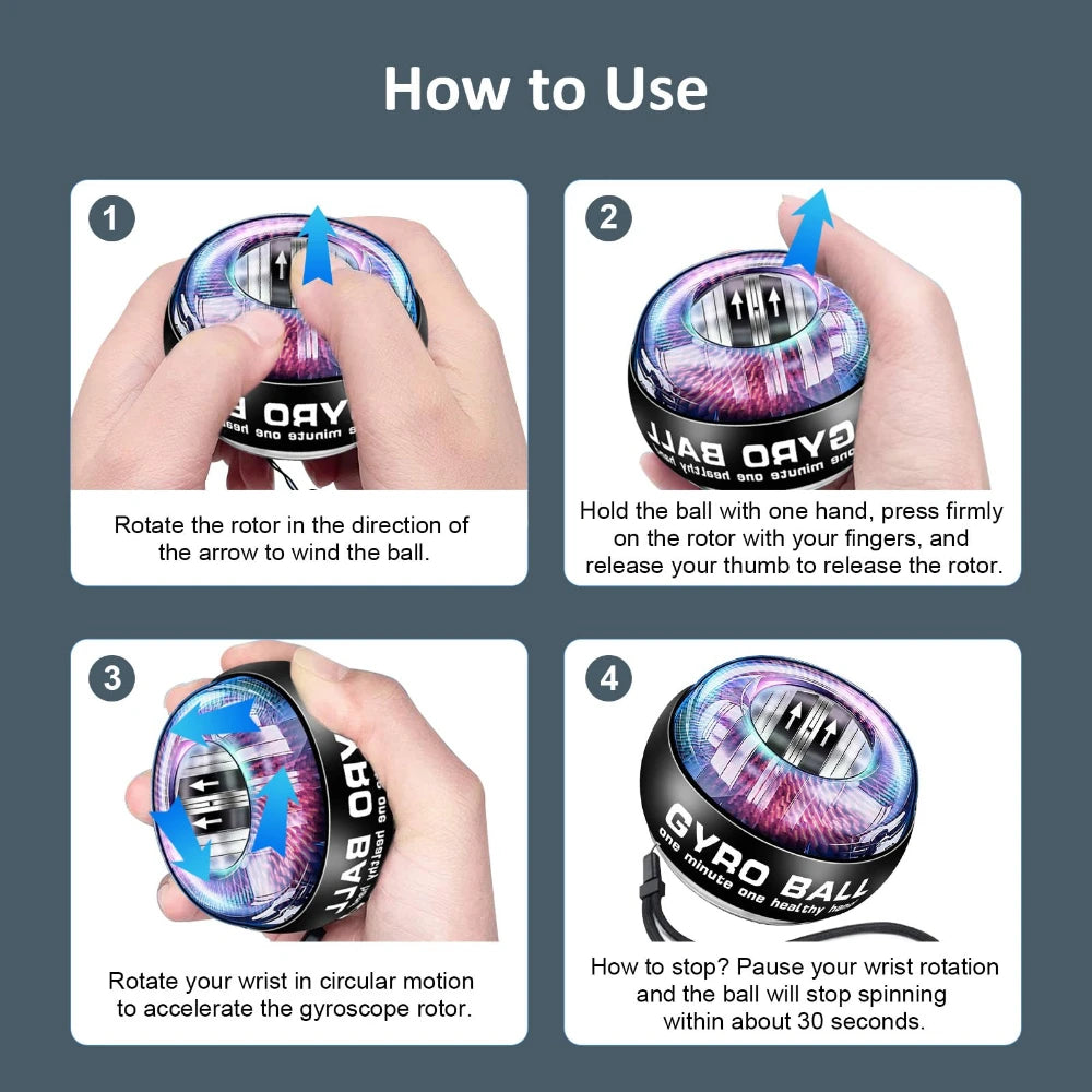 GripPro™ – Wrist Power Hand Ball Auto-Start Grip Ball Strengthener Gyroscopic Arm Gyro 5