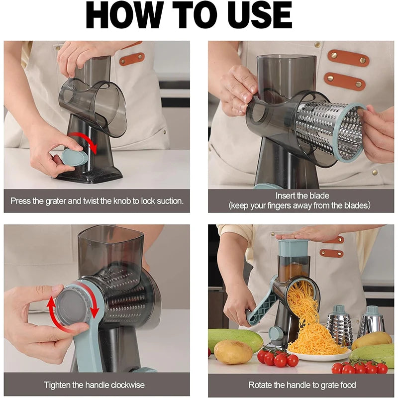 RotoGrate™ – 3-in-1 Rotary Cheese Grater & Vegetable Slicer 5