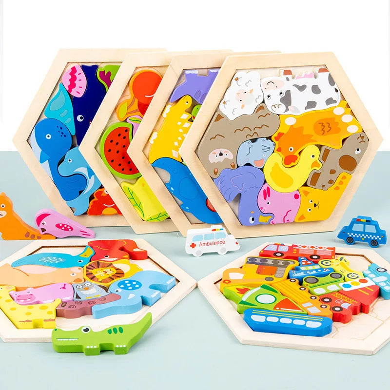 WoodPlay™ – Baby toy Wooden jigsaw Puzzle Creative 3D Puzzle for Children's