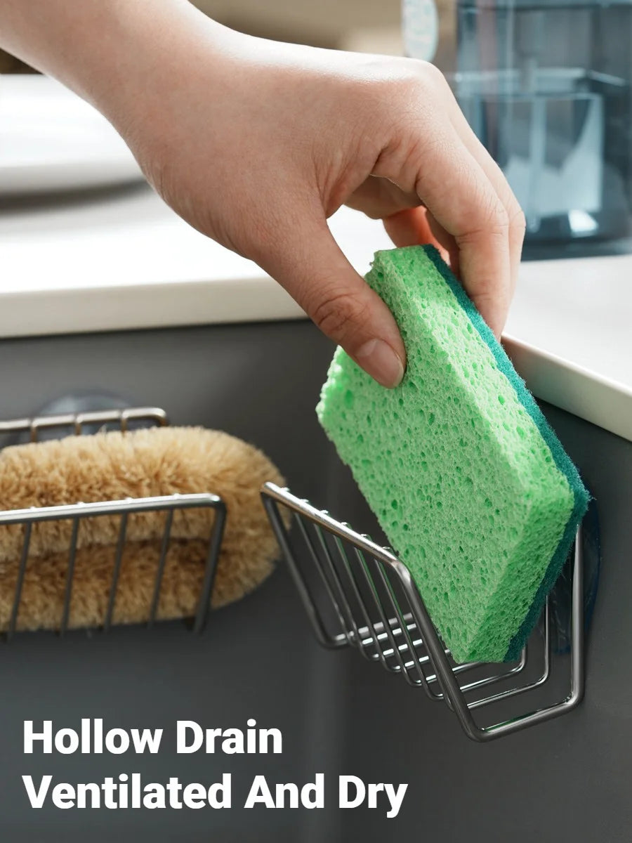 SinkTidy™ – Stainless Steel Suction Cup Sponge Holder Drain Storage Caddy For Kitchen 3