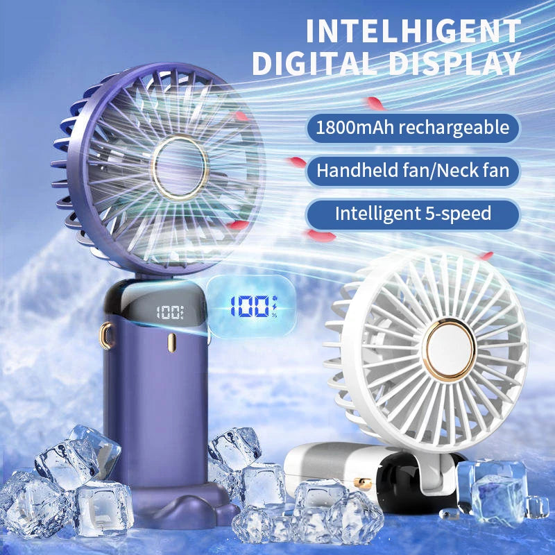 BreezeBand™ – Portable Handheld Mini Fan Foldable Neck Hanging Fans 5 Speed USB