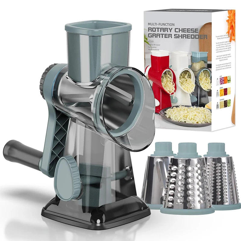 RotoGrate™ – 3-in-1 Rotary Cheese Grater & Vegetable Slicer