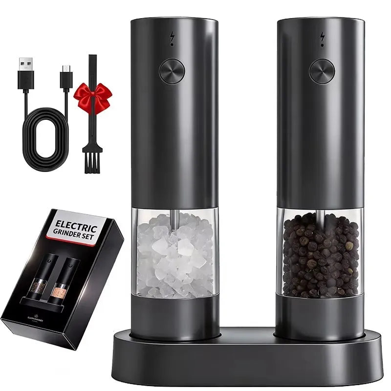 SpinMill™ Duo – Electric Salt & Pepper Grinder Set with LED Light