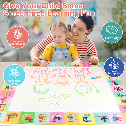 AquaDoodle™ – 100x80CM Magic Water Drawing Mat with Reusable Magic Pens Doodle Montessori 2