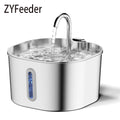PurrFlow™ – ZYFeeder 2.2L Automatic Cat Water Fountain Square Stainless Steel Pet Water