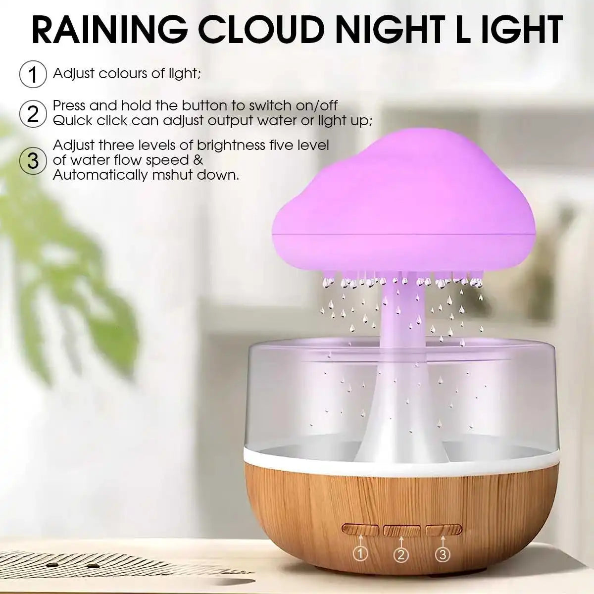 RainCloud™ – Aromatherapy Humidifier with Night Light & Rain Sounds for Better Sleep