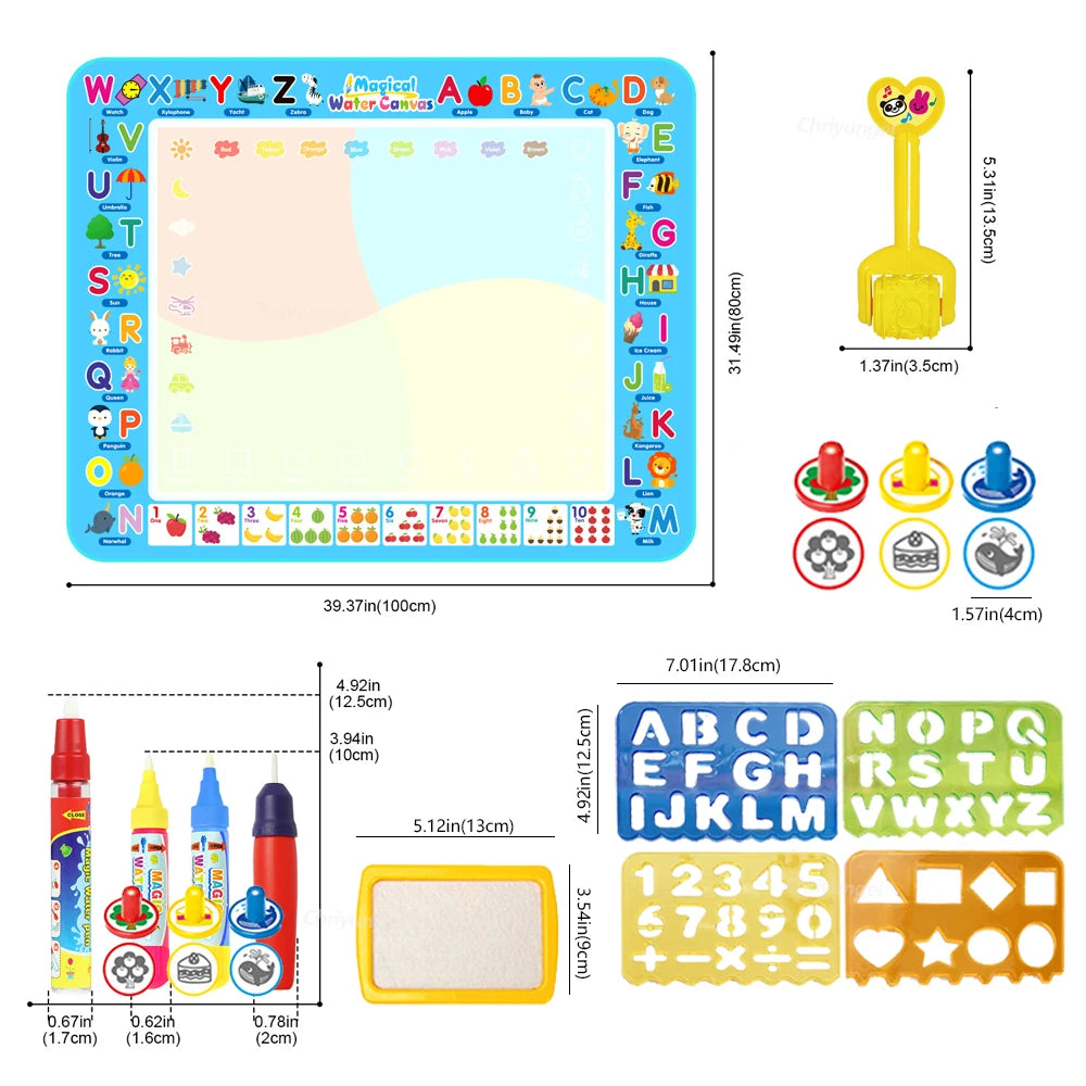 AquaDoodle™ – 100x80CM Magic Water Drawing Mat with Reusable Magic Pens Doodle Montessori 5