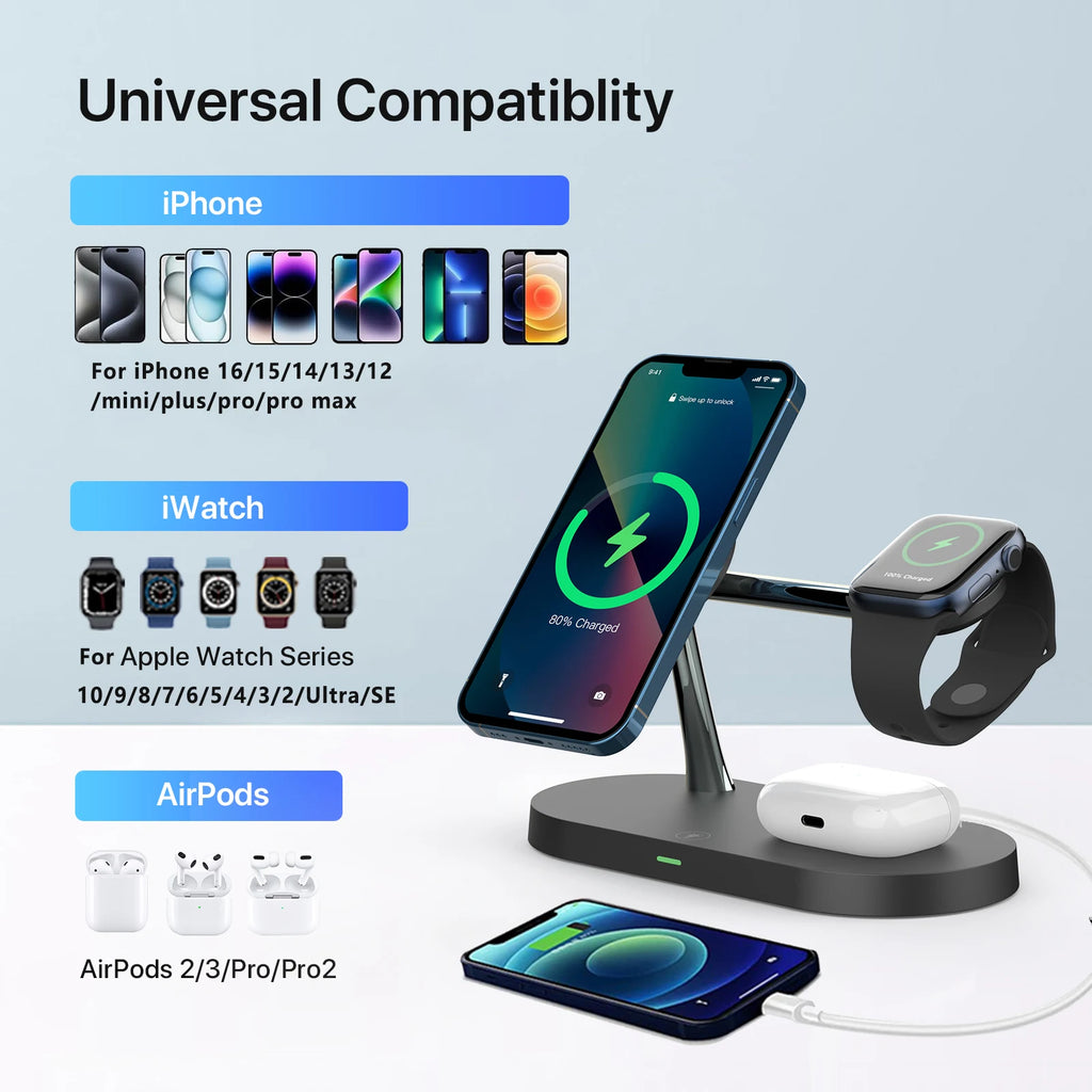 ChargeHub™ – 3 in 1 Wireless Charger Stand For iPhone 12/13/14/15/16/17 Fast Charging 3
