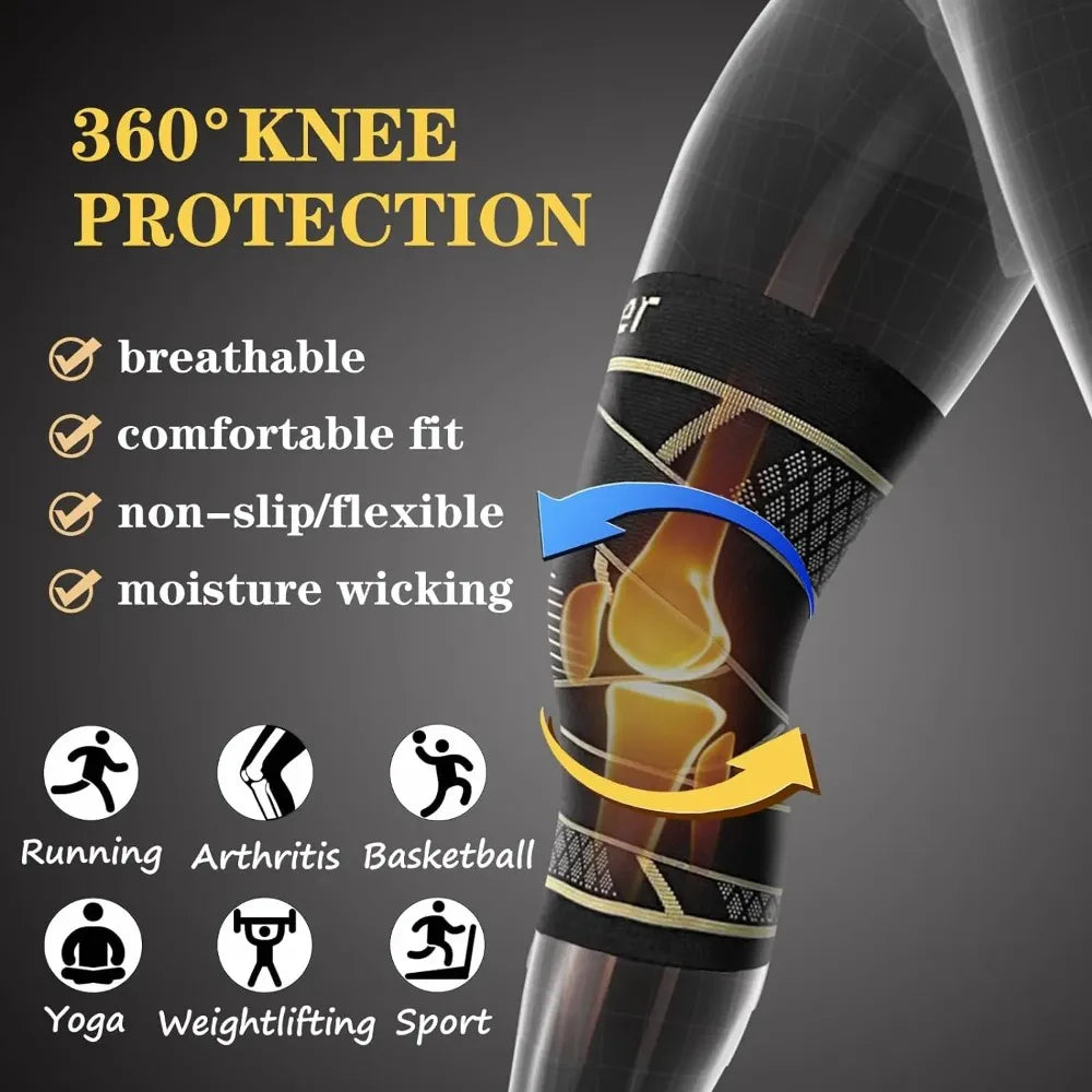 KneeGuard™ – Copper Knee Brace with Strap Support Knee Pain Relief Joint Pain Relief for 5