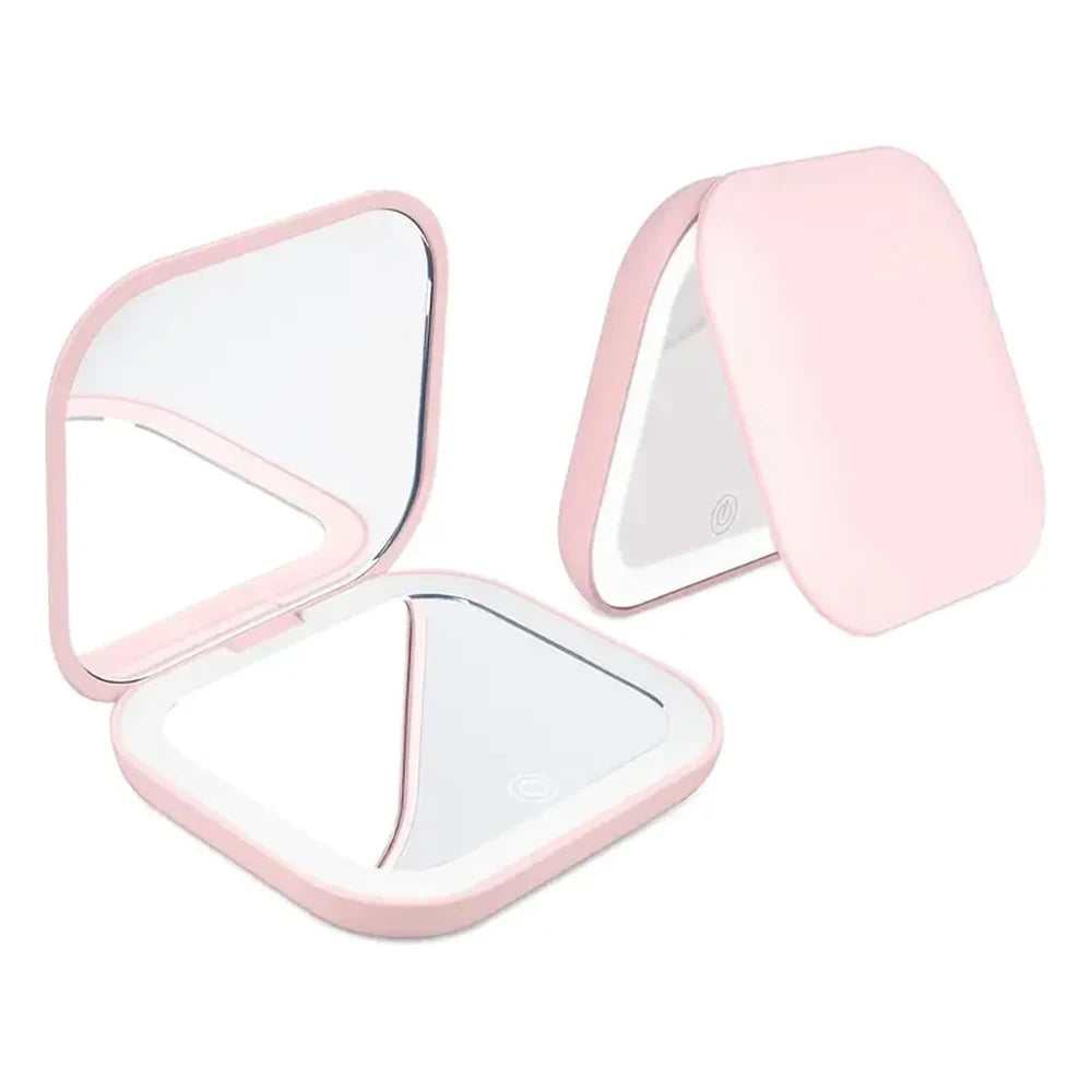 LumiMirror™ – 2X Magnifying Compact Vanity Makeup Mirror with Lights Travel Mini Folding 2
