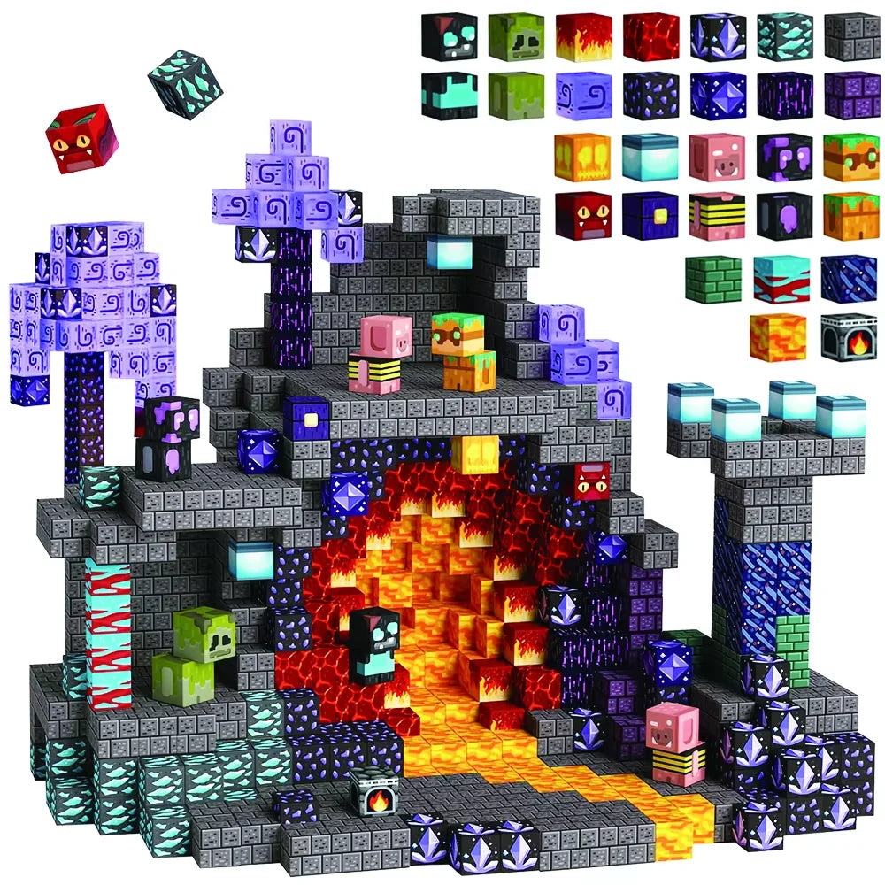 MagniBlocks™ – 54pieces Kids Magnetic Building Plastic Stacking Coloring Creative Shape