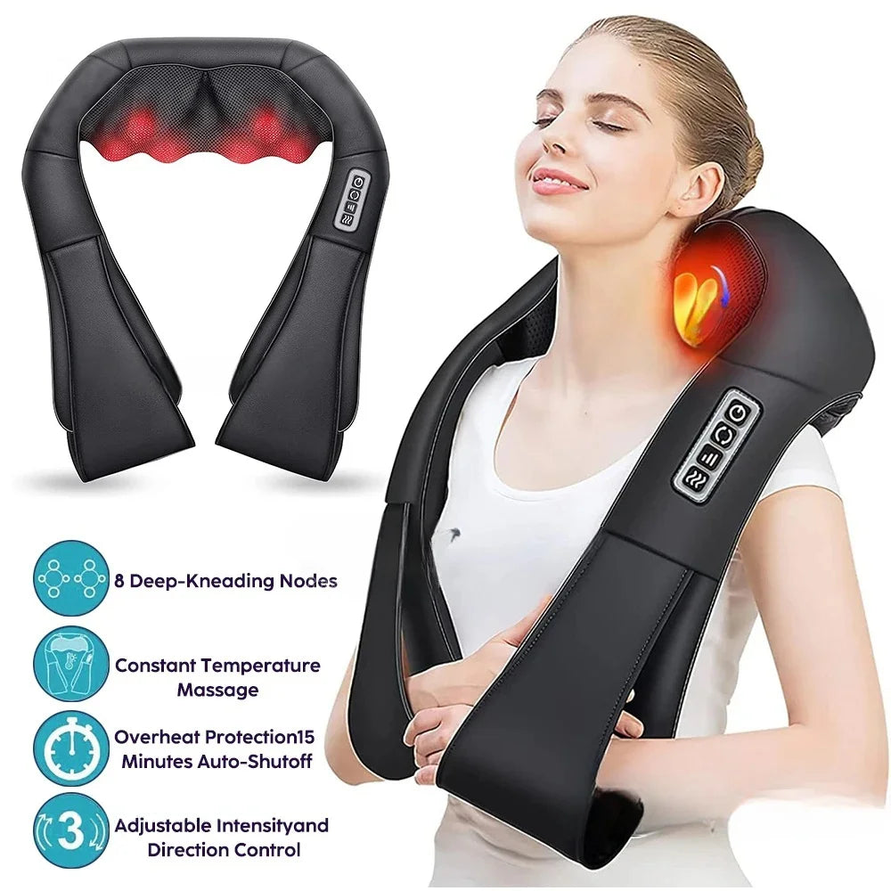 NeckShiatsu™ – Heated U-Shape Shiatsu Neck and Shoulder Massager - Deep Kneading Electric