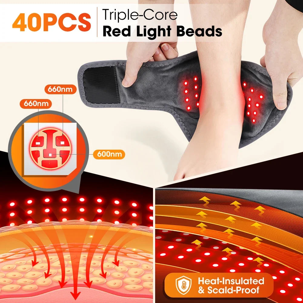 FootEase™ – Red Light Ankle Brace 5 Heat Levels 3 Vibration Modes 40 LEDs Infrared 3