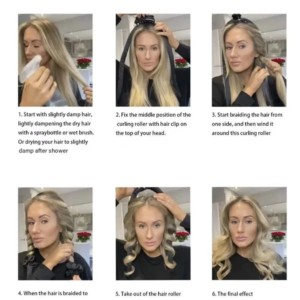 SilkCurl™ – Heatless Curling Headband Set for Soft Overnight Curls (No Heat, No Damage)