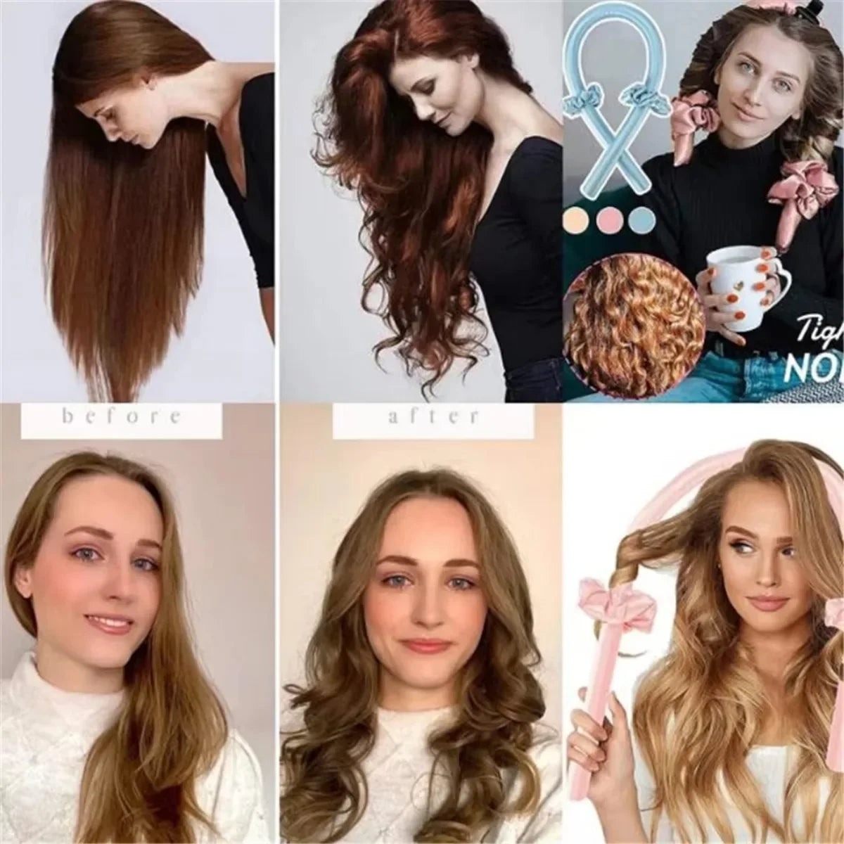 SilkCurl™ – Heatless Curling Headband Set for Soft Overnight Curls (No Heat, No Damage)
