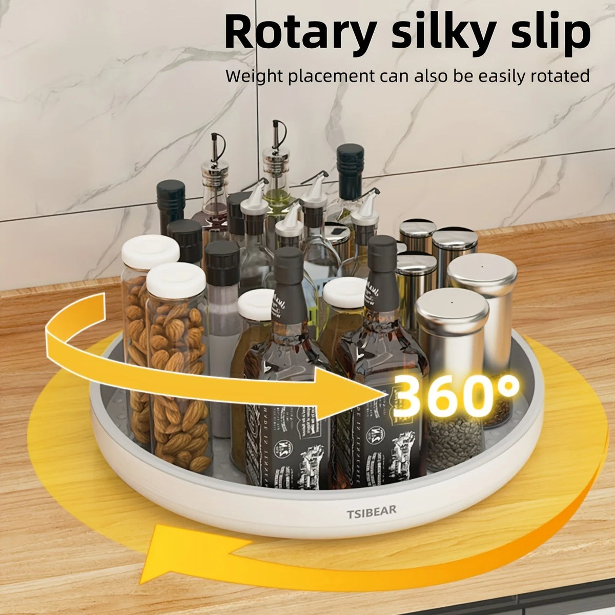 SpinTray™ – 360° Rotating Kitchen Organizer for Spices, Snacks & Countertops