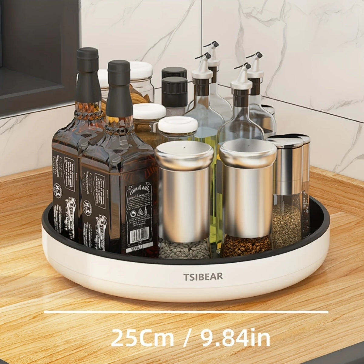 SpinTray™ – 360° Rotating Kitchen Organizer for Spices, Snacks & Countertops